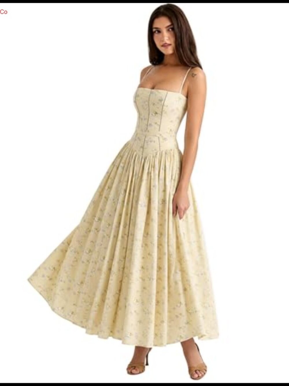 Women Corset Maxi Dress Spaghetti Strap A-Line Formal Wedding Guest Gown